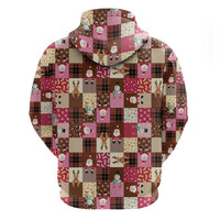 Christmas Patchwork Fake Tuxedo Hoodie Santa and Reindeer Pink Plaid Style - Wonder Print Shop