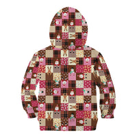 Christmas Patchwork Fake Tuxedo Kid Hoodie Santa and Reindeer Pink Plaid Style - Wonder Print Shop