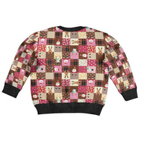 Christmas Patchwork Fake Tuxedo Kid Ugly Christmas Sweater Santa and Reindeer Pink Plaid Style - Wonder Print Shop