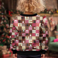 Christmas Patchwork Fake Tuxedo Kid Ugly Christmas Sweater Santa and Reindeer Pink Plaid Style - Wonder Print Shop