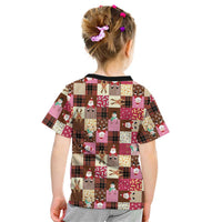 Christmas Patchwork Fake Tuxedo Kid T Shirt Santa and Reindeer Pink Plaid Style - Wonder Print Shop