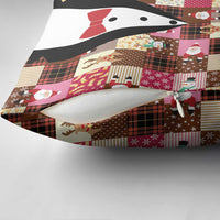 Christmas Patchwork Fake Tuxedo Pillow Cover Santa and Reindeer Pink Plaid Style - Wonder Print Shop