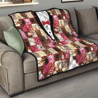 Christmas Patchwork Fake Tuxedo Quilt Santa and Reindeer Pink Plaid Style - Wonder Print Shop