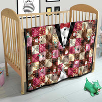 Christmas Patchwork Fake Tuxedo Quilt Santa and Reindeer Pink Plaid Style - Wonder Print Shop