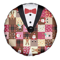 Christmas Patchwork Fake Tuxedo Spare Tire Cover Santa and Reindeer Pink Plaid Style - Wonder Print Shop