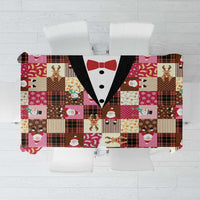 Christmas Patchwork Fake Tuxedo Tablecloth Santa and Reindeer Pink Plaid Style - Wonder Print Shop
