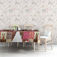 Christmas Patchwork Fake Tuxedo Tablecloth Santa and Reindeer Pink Plaid Style - Wonder Print Shop