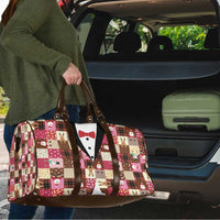 Christmas Patchwork Fake Tuxedo Travel Bag Santa and Reindeer Pink Plaid Style - Wonder Print Shop