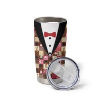 Christmas Patchwork Fake Tuxedo Tumbler Cup Santa and Reindeer Pink Plaid Style - Wonder Print Shop