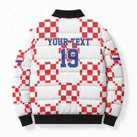 Custom World Football 2026 Croatia Bomber Puffer Jacket Hrvatska Checkerboard Style - Wonder Print Shop