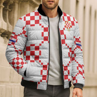 Custom World Football 2026 Croatia Bomber Puffer Jacket Hrvatska Checkerboard Style - Wonder Print Shop