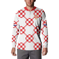 Custom World Football 2026 Croatia Button Sweatshirt Hrvatska Checkerboard Style - Wonder Print Shop
