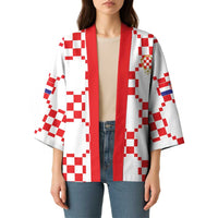 Custom World Football 2026 Croatia Kimono Hrvatska Checkerboard Style - Wonder Print Shop