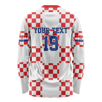 Custom World Football 2026 Croatia Long Sleeve Shirt Hrvatska Checkerboard Style - Wonder Print Shop