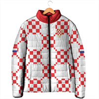 Custom World Football 2026 Croatia Padded Jacket Hrvatska Checkerboard Style - Wonder Print Shop