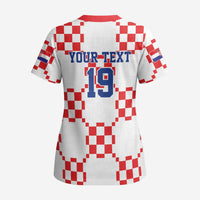 Custom World Football 2026 Croatia Scrub Top Hrvatska Checkerboard Style - Wonder Print Shop