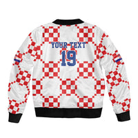 Custom World Football 2026 Croatia Sleeve Zip Bomber Jacket Hrvatska Checkerboard Style - Wonder Print Shop