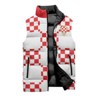Custom World Football 2026 Croatia Sleeveless Puffer Jacket Hrvatska Checkerboard Style - Wonder Print Shop