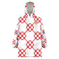 Custom World Football 2026 Croatia Wearable Blanket Hoodie Hrvatska Checkerboard Style - Wonder Print Shop