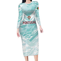 Custom World Football 2026 Portugal Long Sleeve Bodycon Dress Luso Spirit Football Force