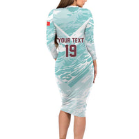 Custom World Football 2026 Portugal Long Sleeve Bodycon Dress Luso Spirit Football Force
