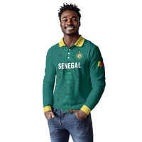 Custom World Football 2026 Senegal Long Sleeve Polo Shirt Pride of the African Lions