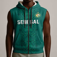 Custom World Football 2026 Senegal Sleeveless Zip Hoodie Pride of the African Lions