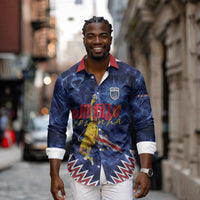 Cabo Verde Goalkeeper Vozinha Long Sleeve Button Shirt The Blue Wall Legend Glory