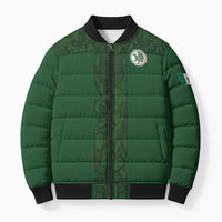 Mis Raices Mexico Football Custom Bomber Puffer Jacket Aztec Calendar Line Art