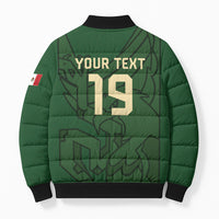 Mis Raices Mexico Football Custom Bomber Puffer Jacket Aztec Calendar Line Art