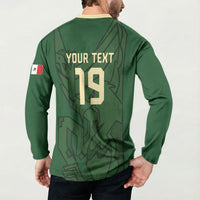 Mis Raices Mexico Football Custom Button Sweatshirt Aztec Calendar Line Art