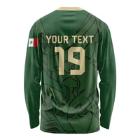Mis Raices Mexico Football Custom Long Sleeve Shirt Aztec Calendar Line Art