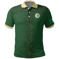 Mis Raices Mexico Football Custom Polo Shirt Aztec Calendar Line Art