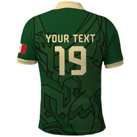 Mis Raices Mexico Football Custom Polo Shirt Aztec Calendar Line Art