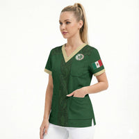 Mis Raices Mexico Football Custom Scrub Top Aztec Calendar Line Art