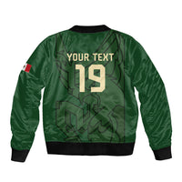 Mis Raices Mexico Football Custom Sleeve Zip Bomber Jacket Aztec Calendar Line Art