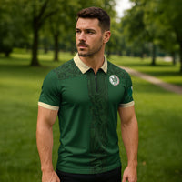 Mis Raices Mexico Football Custom Zipper Polo Shirt Aztec Calendar Line Art
