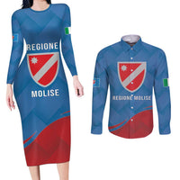 Personalized Italy Molise Couples Matching Long Sleeve Bodycon Dress and Long Sleeve Button Shirt Flag Style LT19