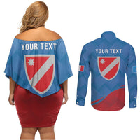 Personalized Italy Molise Couples Matching Off Shoulder Short Dress and Long Sleeve Button Shirt Flag Style LT19