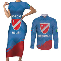 Personalized Italy Molise Couples Matching Short Sleeve Bodycon Dress and Long Sleeve Button Shirt Flag Style LT19