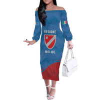 Personalized Italy Molise Family Matching Off The Shoulder Long Sleeve Dress and Hawaiian Shirt Flag Style LT19