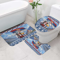 Serbia Christmas Wolf Bathroom Set Vuk Serbian Mascot - Wonder Print Shop
