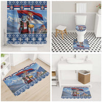 Serbia Christmas Wolf Bathroom Set Vuk Serbian Mascot - Wonder Print Shop