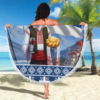 Serbia Christmas Wolf Beach Blanket Vuk Serbian Mascot - Wonder Print Shop