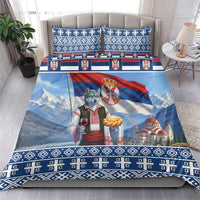 Serbia Christmas Wolf Bedding Set Vuk Serbian Mascot - Wonder Print Shop