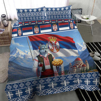 Serbia Christmas Wolf Bedding Set Vuk Serbian Mascot - Wonder Print Shop