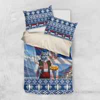 Serbia Christmas Wolf Bedding Set Vuk Serbian Mascot - Wonder Print Shop