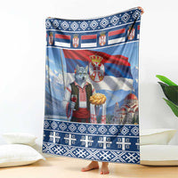 Serbia Christmas Wolf Blanket Vuk Serbian Mascot - Wonder Print Shop
