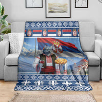 Serbia Christmas Wolf Blanket Vuk Serbian Mascot - Wonder Print Shop