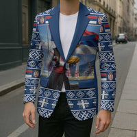 Serbia Christmas Wolf Blazer Vuk Serbian Mascot - Wonder Print Shop